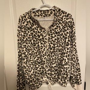 Leopard Quarter Zip - Old Navy - Size XL